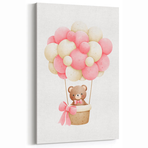 Playroom Wall Art - Teddy Bear Hot Air Balloon Kids Room Decor