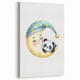 Kids Room Art Prints - Sleeping Moon & Panda Nursery Wall Decor