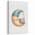 Playroom Wall Art - Sleeping Moon & Bear Kids Room Print
