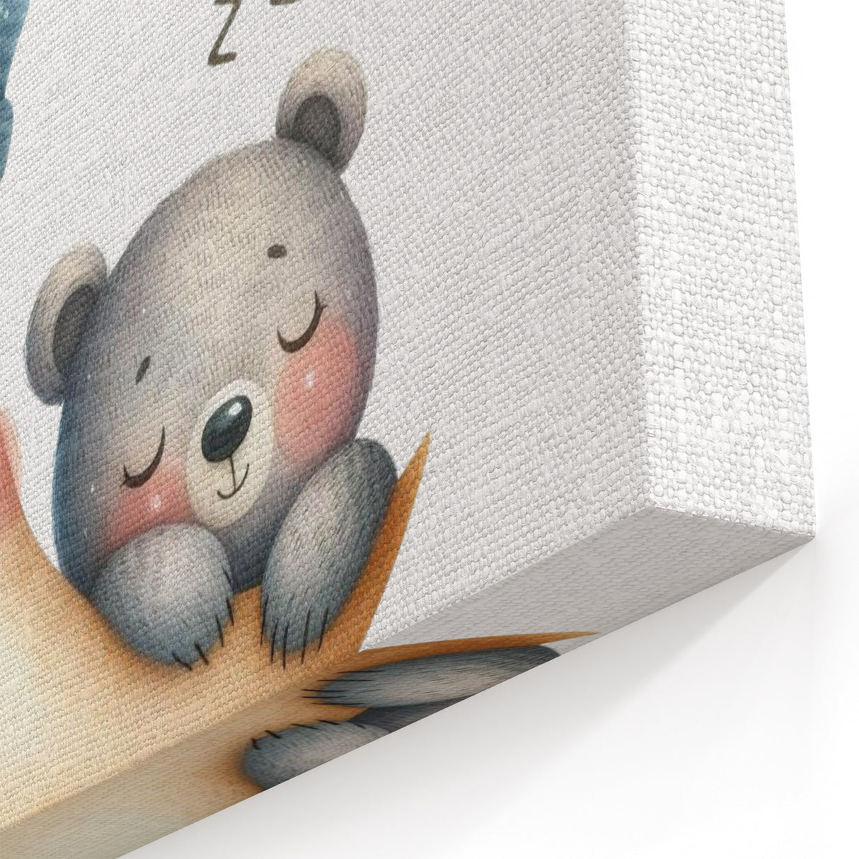 Playroom Wall Art - Sleeping Moon & Bear Kids Room Print