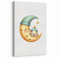 Personalized Kids Art - Sleeping Moon & Puppy Nursery Print