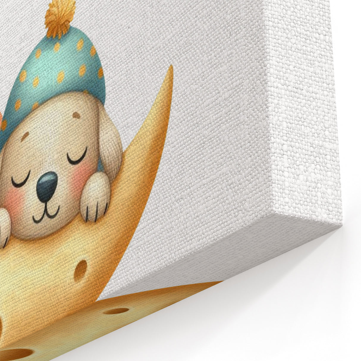 Personalized Kids Art - Sleeping Moon & Puppy Nursery Print