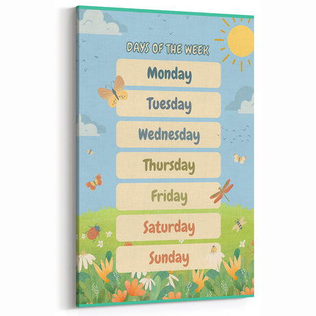 Days of the Week Kids Educational Wall Art – Learning Poster