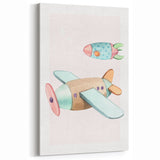 Kids Room Art Prints - Vintage Airplane & Rocket Adventure Theme
