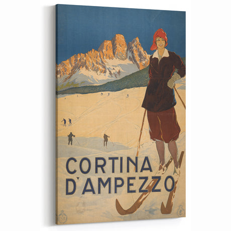 Vintage Travel Poster - Cortina d'Ampezzo | Retro Ski Resort Art
