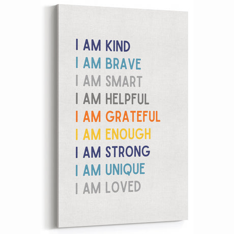 I Am Affirmation Typography Art – Motivational Wall Decor