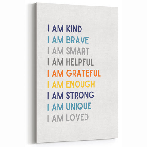 I Am Affirmation Typography Art – Motivational Wall Decor