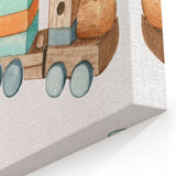 Girls Room Wall Art - Wooden Train & Clouds Kids Room Art