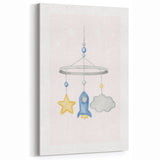 Kids Room Art Prints - Rocket & Star Mobile Nursery Wall Art