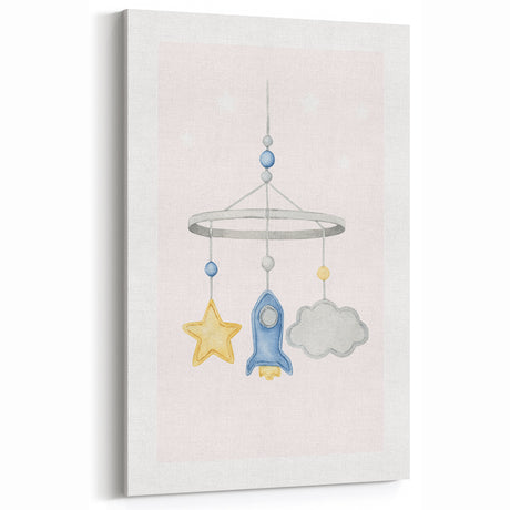 Kids Room Art Prints - Rocket & Star Mobile Nursery Wall Art