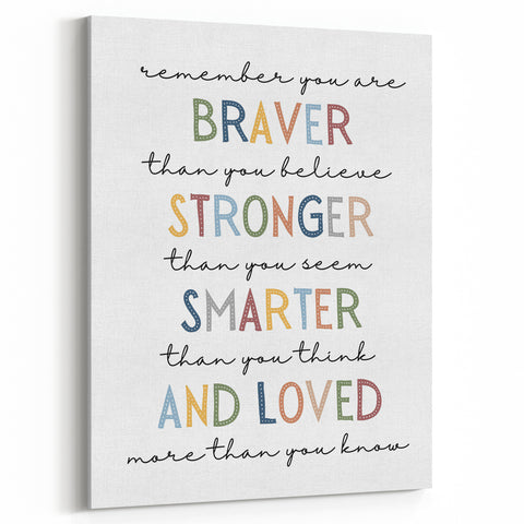 Braver Stronger Smarter Typography Art – Motivational Wall Decor