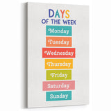 Days of the Week Learning Wall Art - Kids Educational Poster
