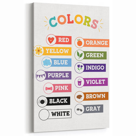 Colors Learning Wall Art - Kids Educational Color Chart Poster