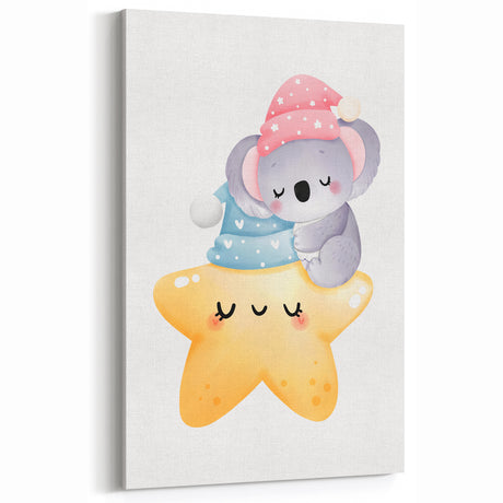 Sleeping Koala & Star Kids Room Print - Nursery Wall Art