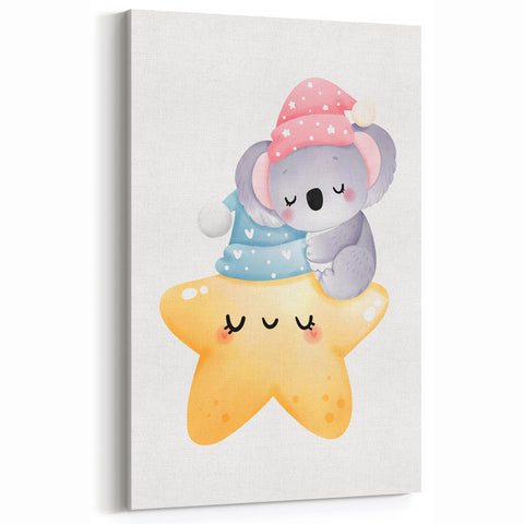 Sleeping Koala & Star Kids Room Print - Nursery Wall Art