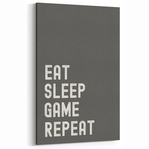 Eat Sleep Game Repeat Typography Art – Gamer Wall Decor