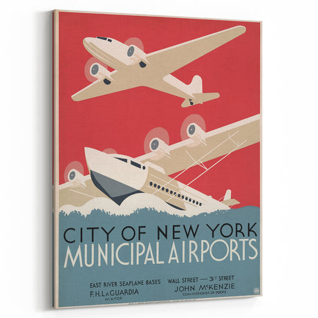 Vintage Travel Poster - New York Airports | Retro Aviation Art