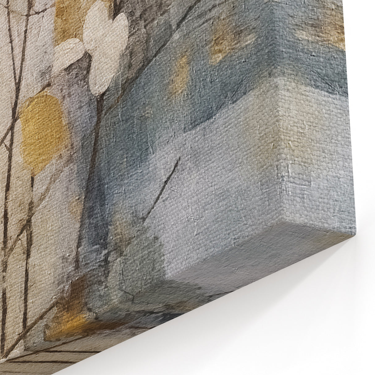 Elegant Gold & Gray Floral Wall Art – Modern Canvas Print