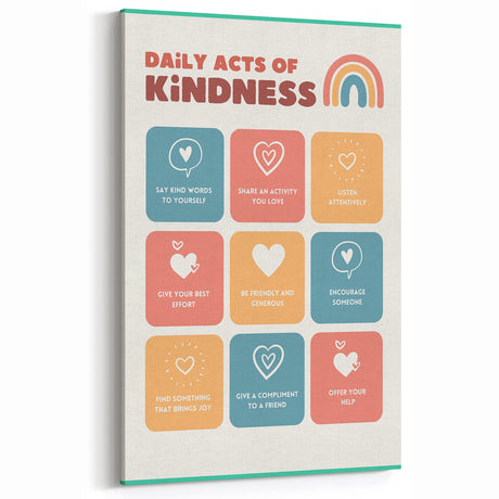 Daily Acts of Kindness - Kids Educational Wall Art Motivational Print