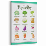 Vegetables Chart - Kids Educational Wall Art Healthy Food Print
