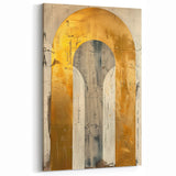 Contemporary Dining Art Pieces – Gold & Beige Arch Abstract
