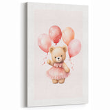Ballerina Teddy with Balloons Print - Girls Bedroom Wall Art
