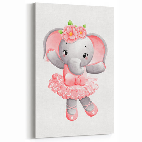 Ballet Elephant Watercolor Print - Playroom Wall Art for Kids