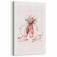 Floral Ballet Shoes Wall Print - Personalized Kids Art
