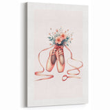 Floral Ballet Shoes Wall Print - Personalized Kids Art