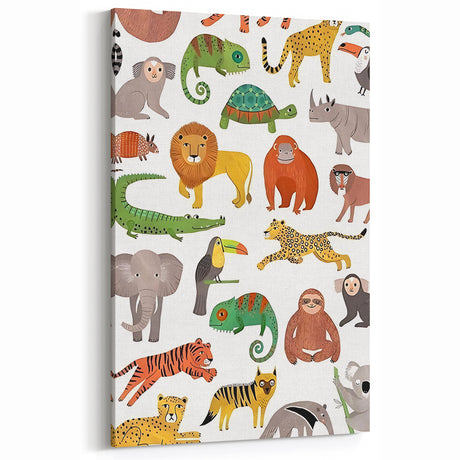 Kids Educational Wall Art - Wild Animals Learning Print
