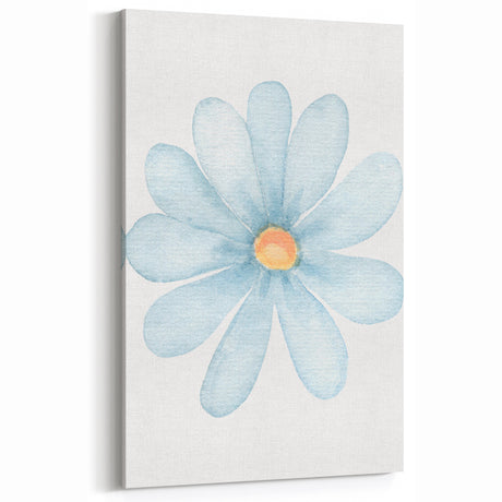 Blue Daisy Watercolor Print - Playroom Wall Art for Kids