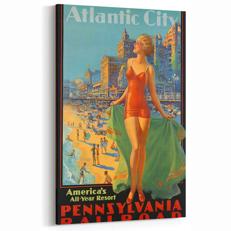 Vintage Atlantic City Travel Poster – Classic Beach Resort Art