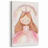 Unicorn Girl Watercolor Print - Playroom Wall Art
