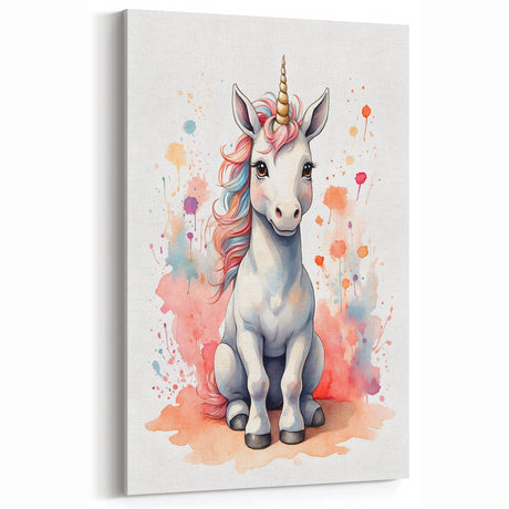 Cute Unicorn Watercolor Print - Nursery Wall Art for Kids