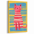 Striped Cat Illustration Print - Kids Room Art Prints