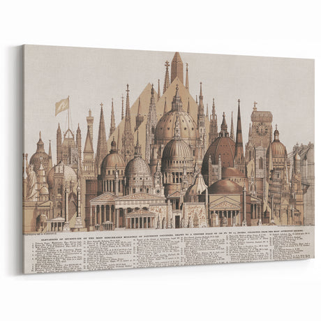 Vintage Architectural Travel Poster – World Landmarks Art Print