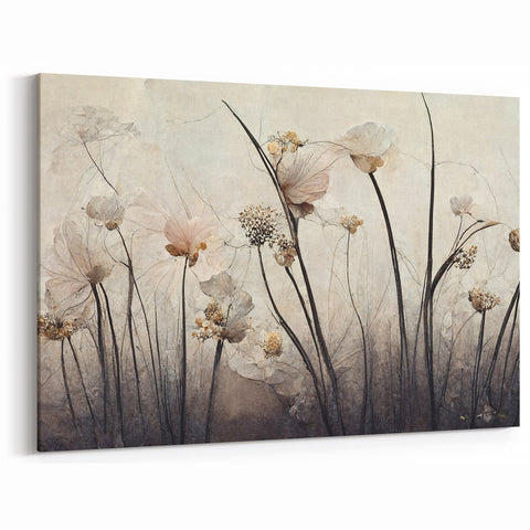 Elegant Floral Living Room Wall Art – Modern Canvas & Framed Print