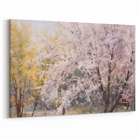 Vintage Landscape Art – Blossom Trees Canvas for Spring Decor