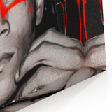 Fiery Passion Pop Art Wall Art – Bold Black, Red, and White Canvas