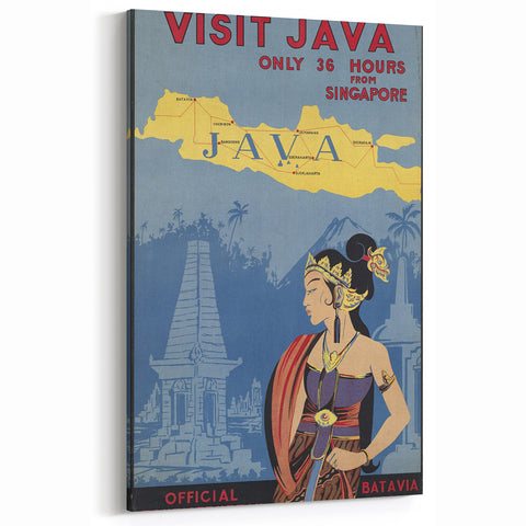 Vintage Java Travel Poster – Retro Indonesian Tourism Art
