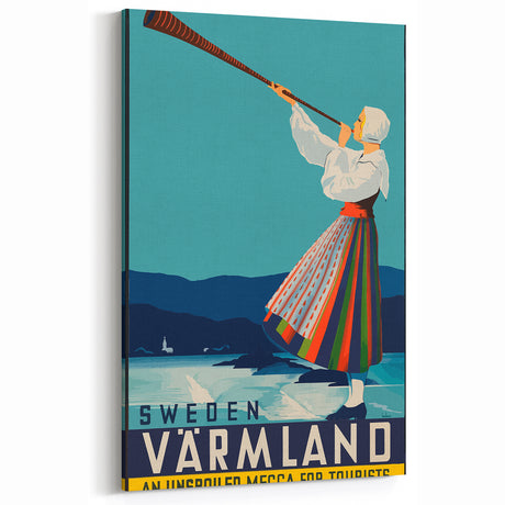 Vintage Sweden Värmland Travel Poster – Retro Nordic Wall Art