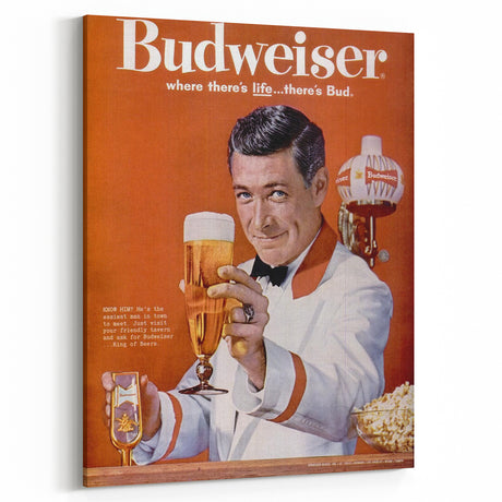 Retro Budweiser Bartender Poster Art - Vintage Prints for Decor