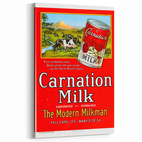 Vintage Carnation Milk Ad Poster | Retro Evaporated Milk Art