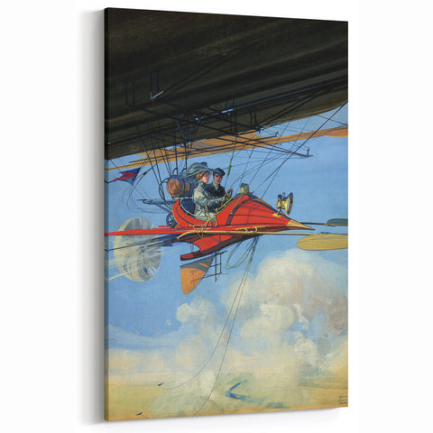 Vintage Aerial Adventure Poster – Retro Red Plane Travel Art
