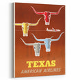 Vintage Texas American Airlines Poster – Retro Longhorn Travel Art