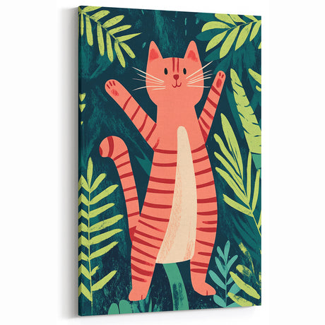 Happy Jungle Cat Illustration - Children's Wall Decor