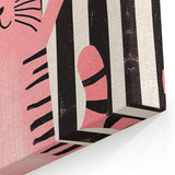 Bold Pink Cat Illustration - Personalized Kids Wall Art