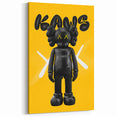 Unique Pop Art Wall Art – Vibrant KAWS-Inspired Figure on Yellow Background