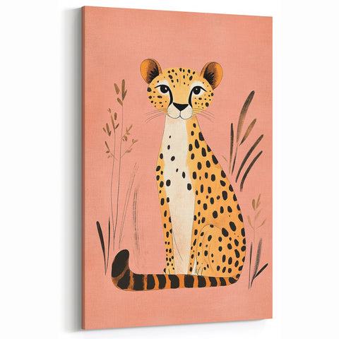 Stylish Cheetah Illustration - Personalized Kids Room Art