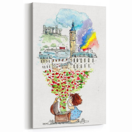 London Dream Watercolor Print - Children's Wall Decor